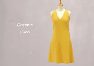 Linnen zomer jurk met V hals, Linen summer dress with V neck