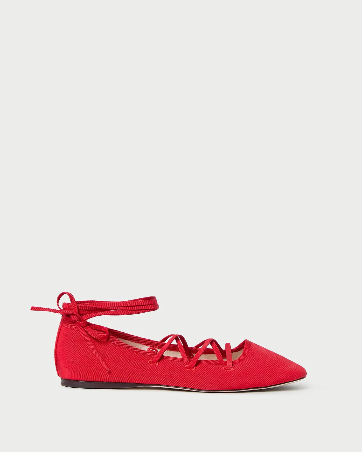 Louisa Red Lace-Up Ballet Flat