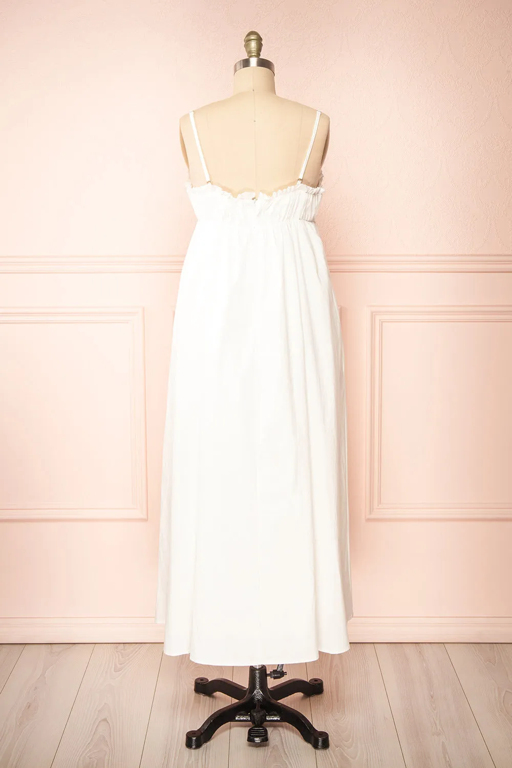 Lyssa | White Midi Dress w/ Empire Waist