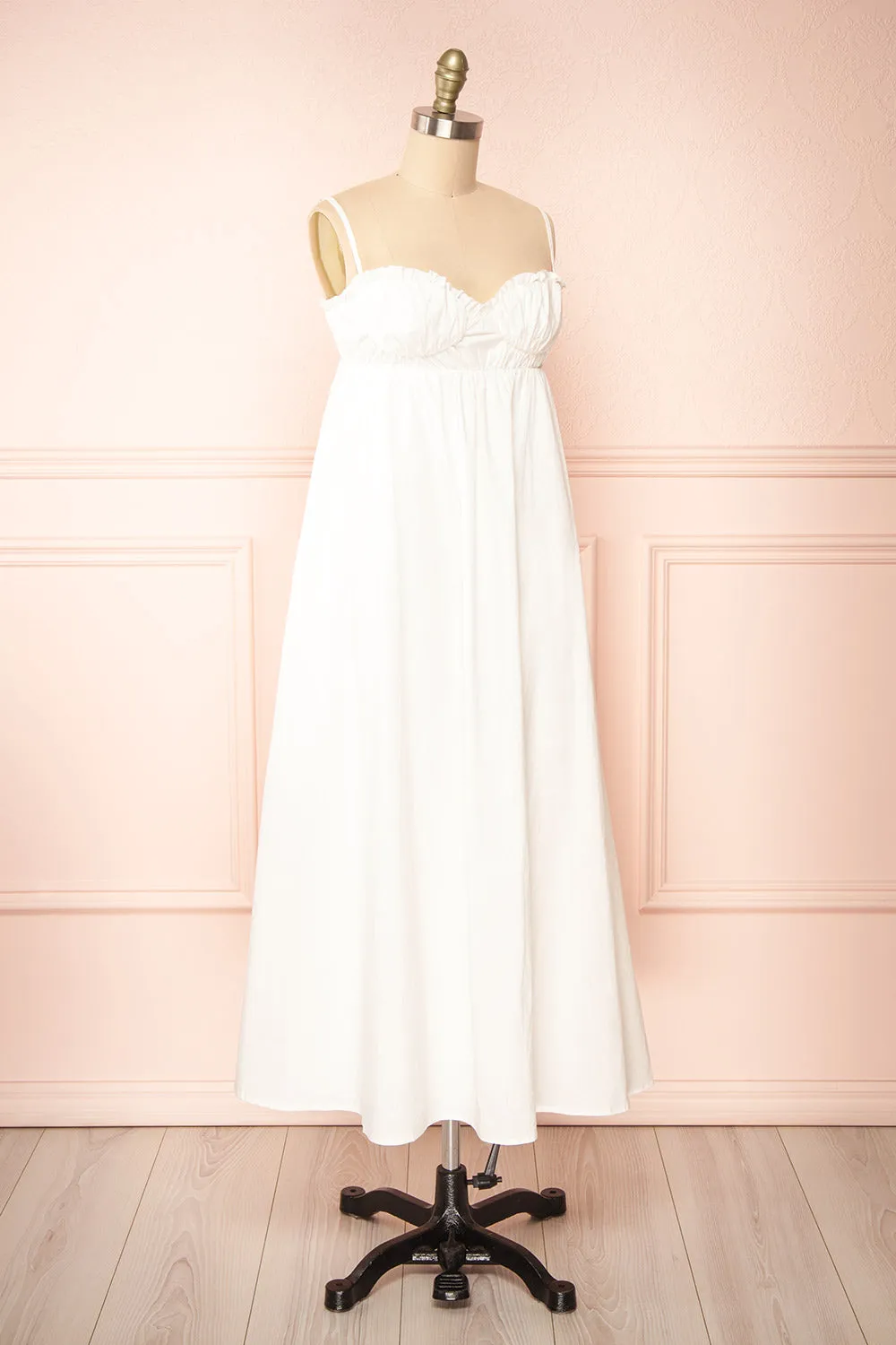 Lyssa | White Midi Dress w/ Empire Waist