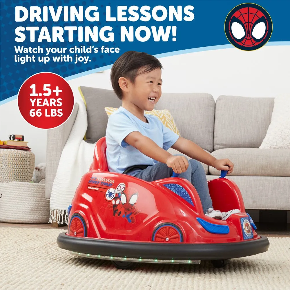 Marvel's Spidey and His Amazing Friends 6V Bumper Car, Battery Powered Ride On for Children by Flybar, Ages 1.5 , 66lbs