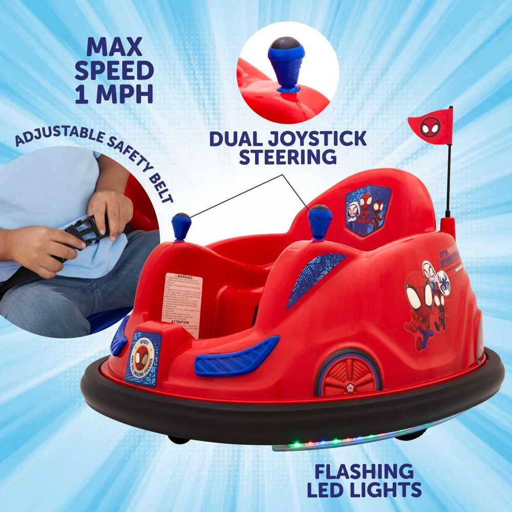 Marvel's Spidey and His Amazing Friends 6V Bumper Car, Battery Powered Ride On for Children by Flybar, Ages 1.5 , 66lbs