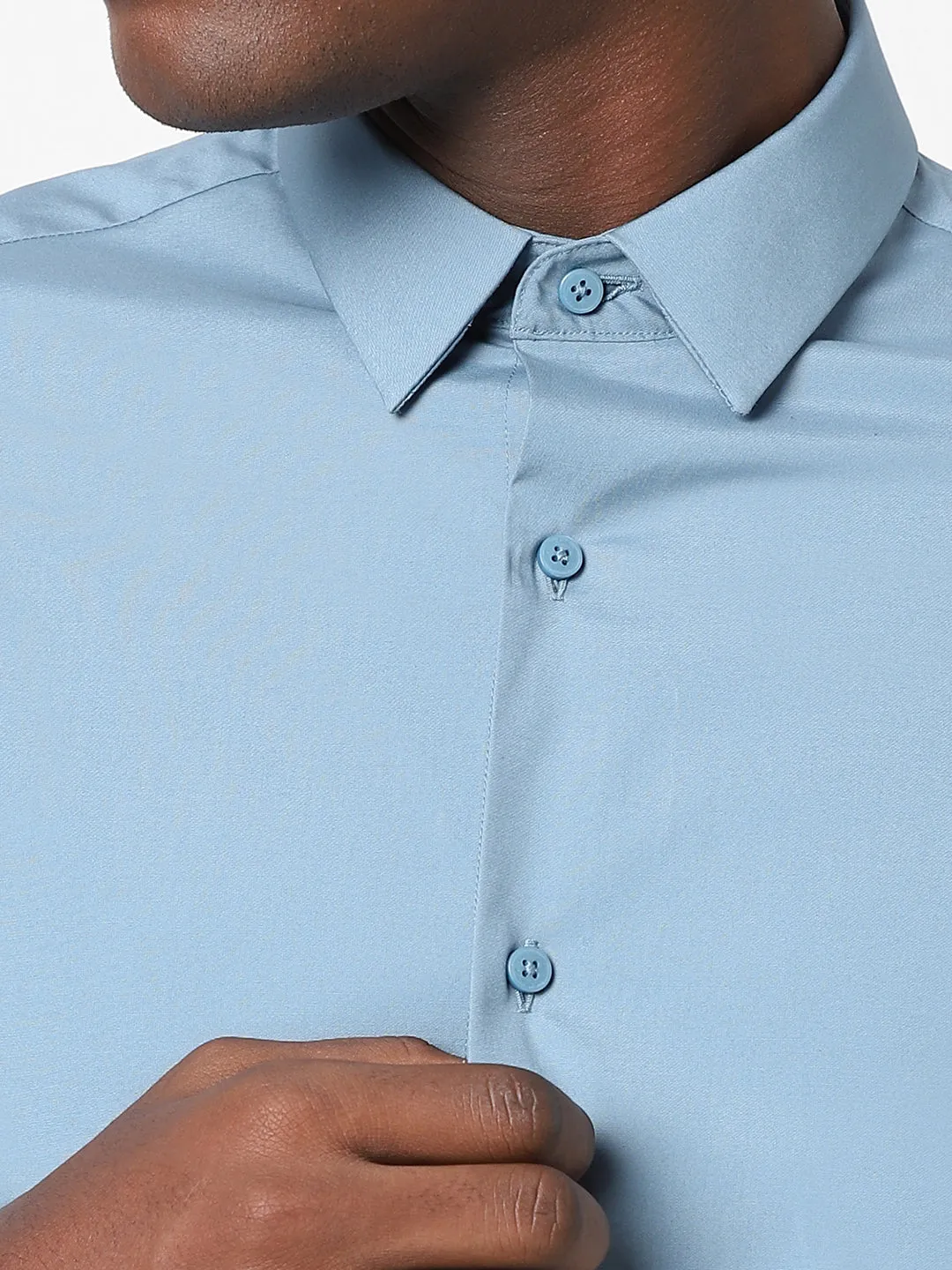 Men's Light Blue Poplin Stretch Shirt