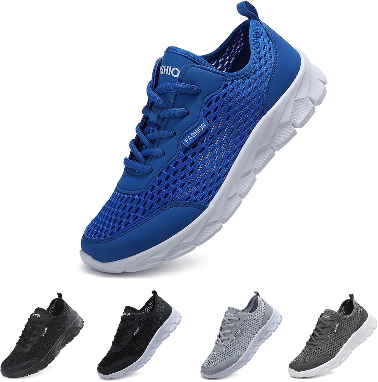 Men's Lightweight Lace Up Running Sneakers Breathable Mesh Non Slip Soft Bottom Tennis Gym Casual Sports Shoes