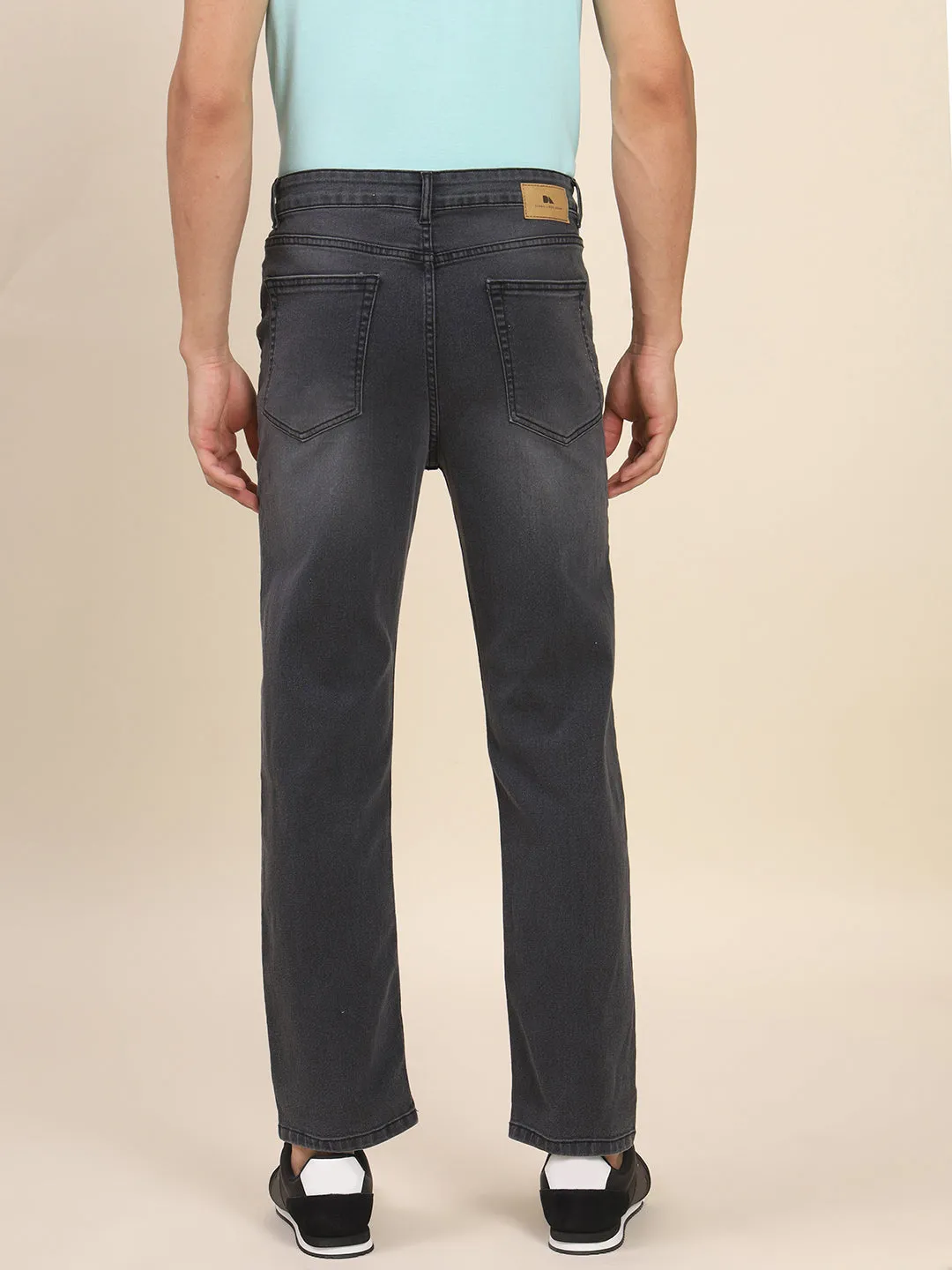Men's Slim Fit Grey Denim Jeans Waistband With Belt Loops Has A Button Rivet And Zip Closure