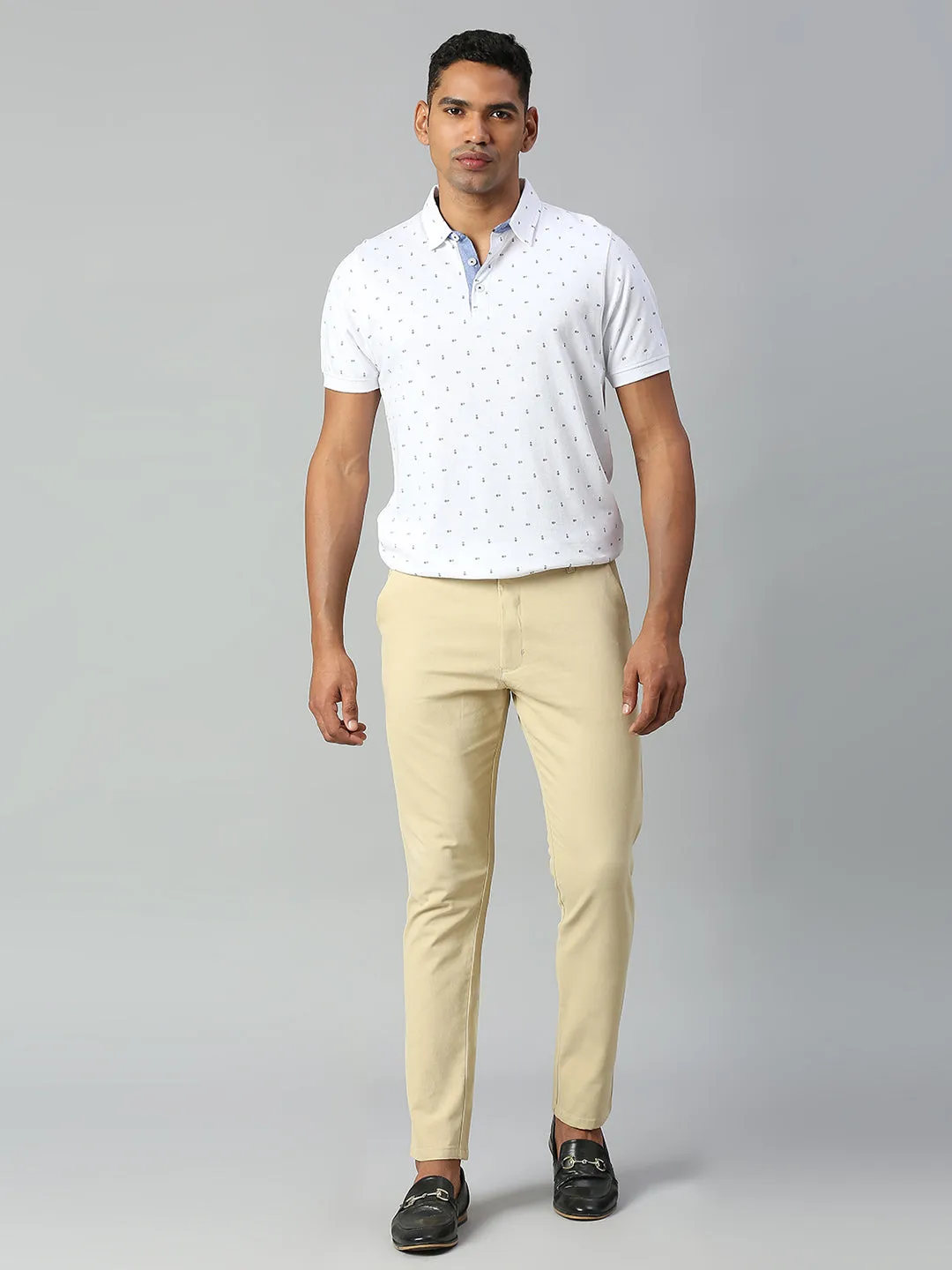 Men's Tapered Fit Cotton Chinos (Light Khaki)