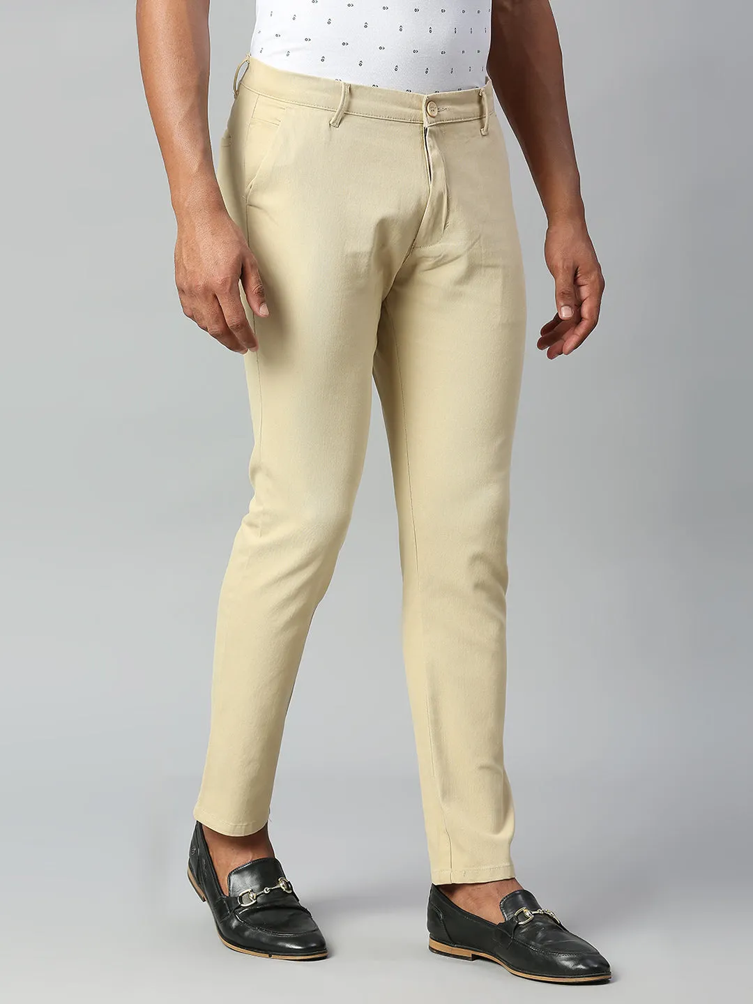 Men's Tapered Fit Cotton Chinos (Light Khaki)