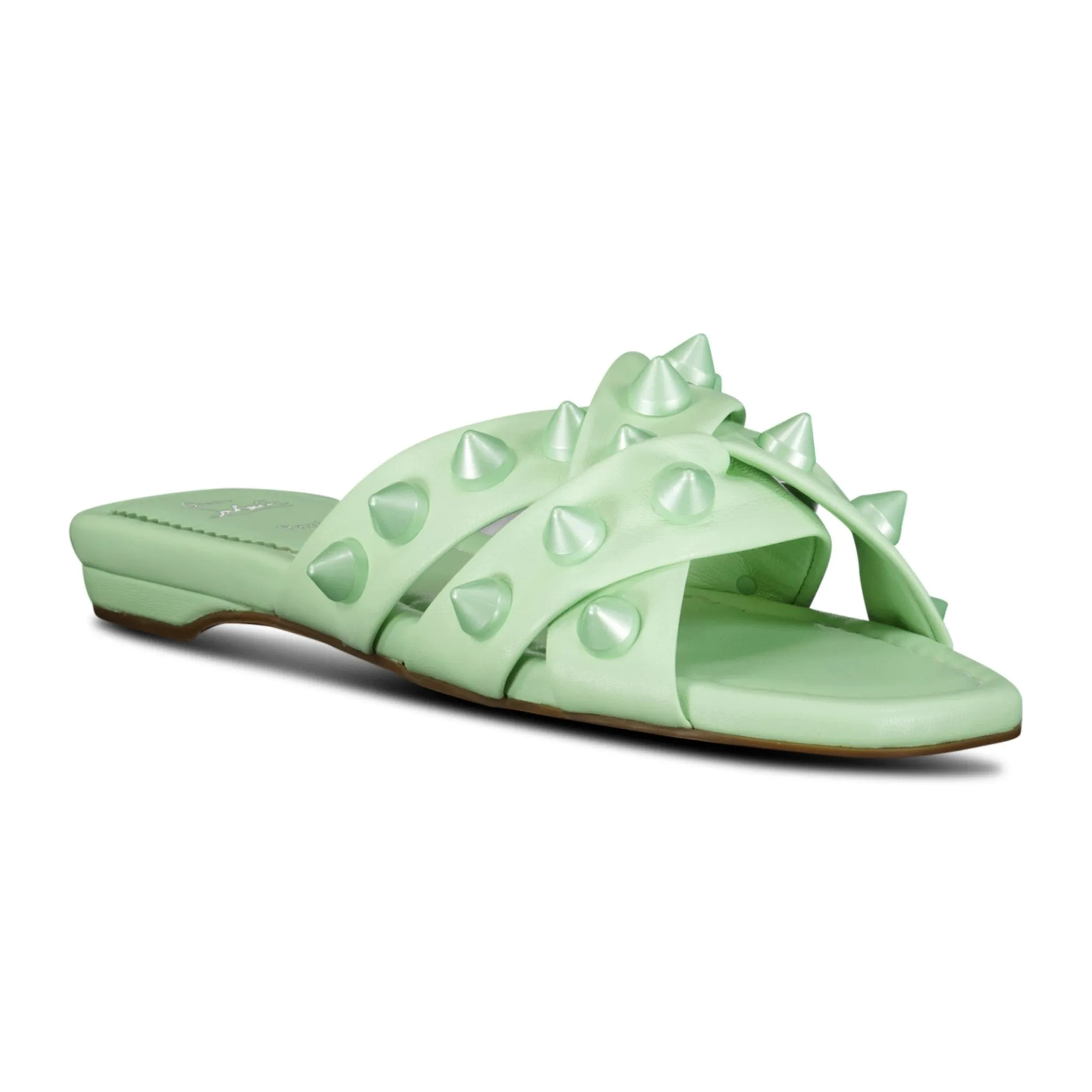 Miss Spika Club Leather Sliders Green