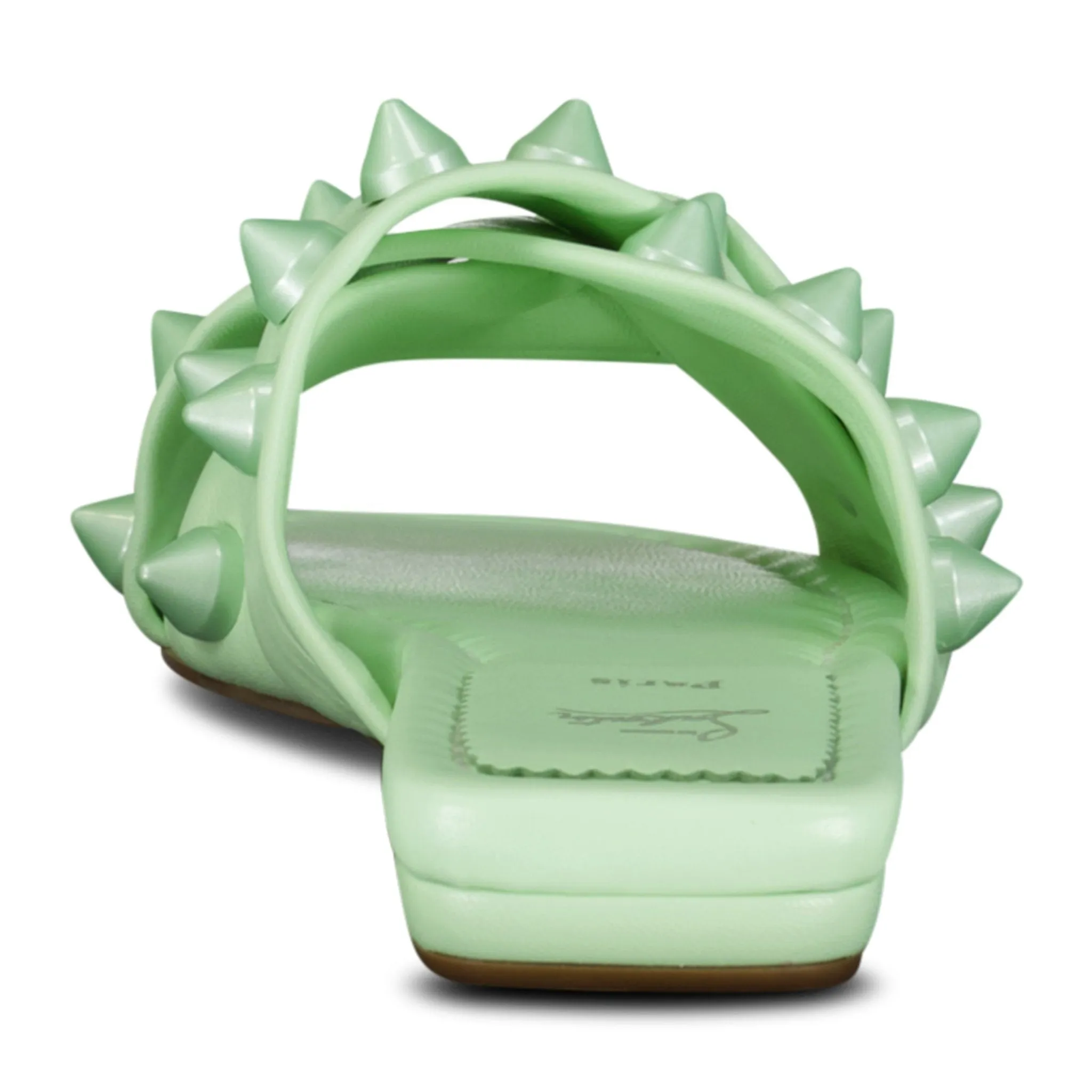 Miss Spika Club Leather Sliders Green