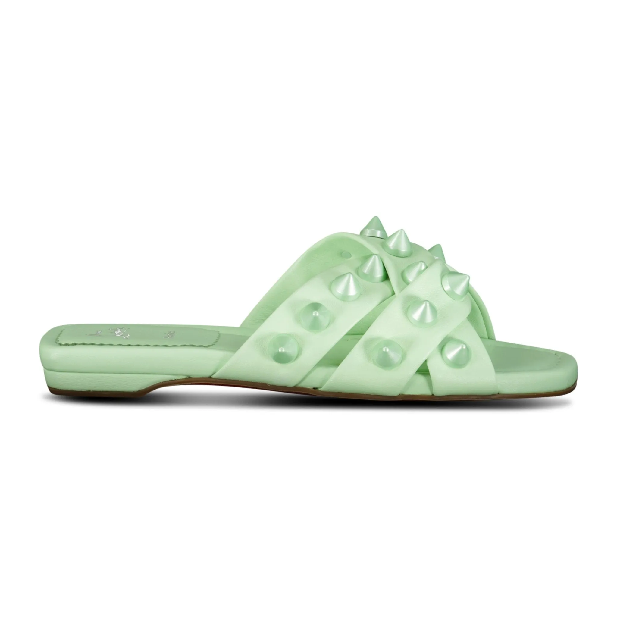Miss Spika Club Leather Sliders Green