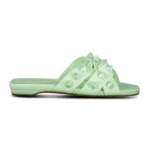 Miss Spika Club Leather Sliders Green