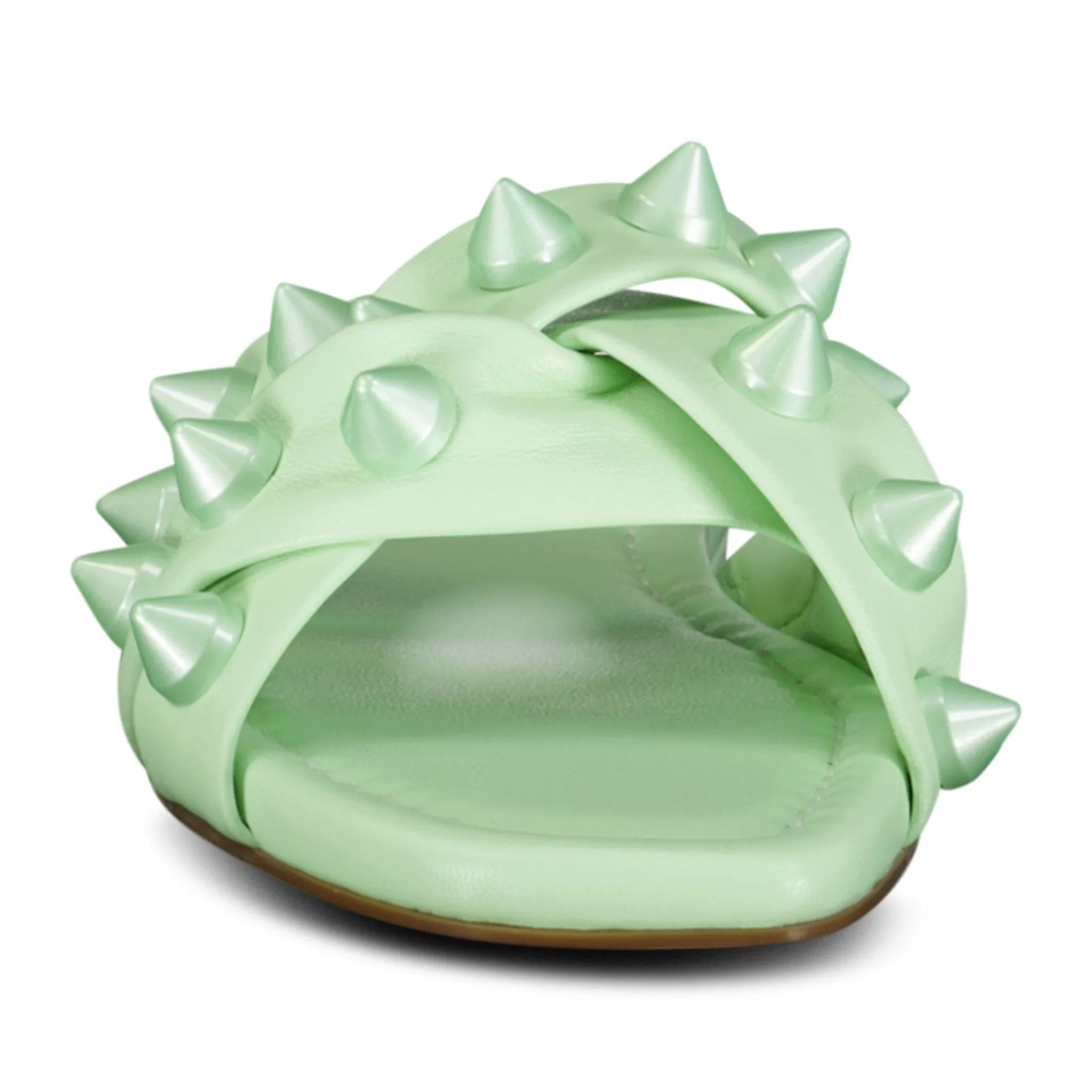 Miss Spika Club Leather Sliders Green