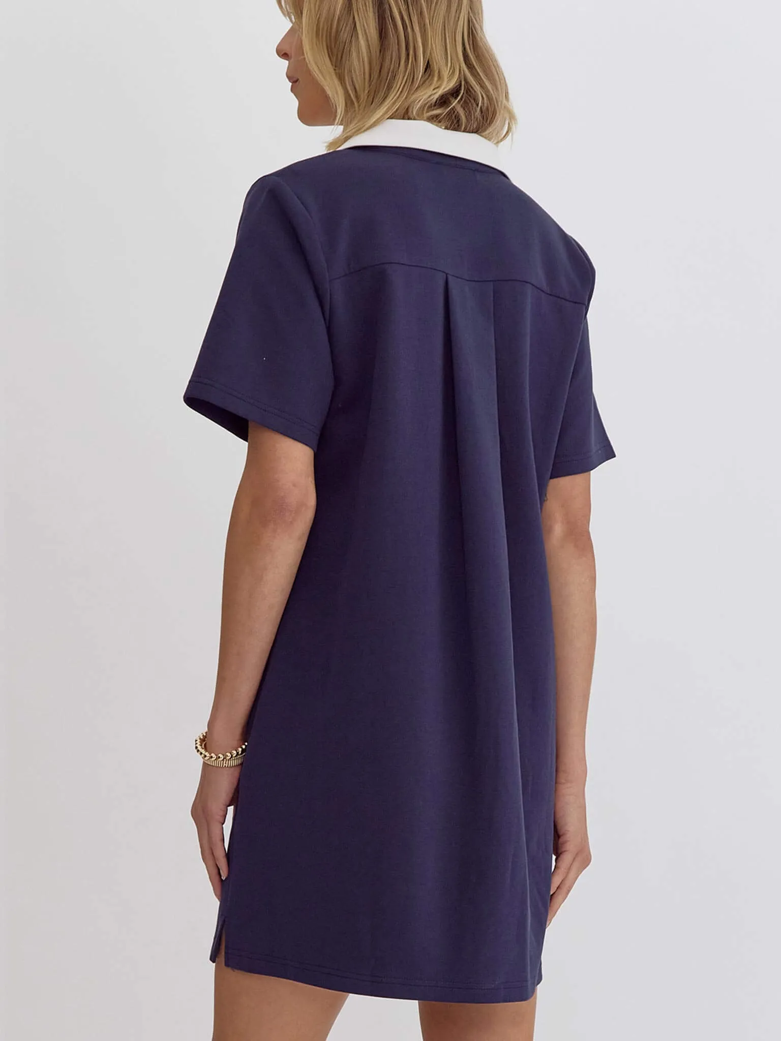 Navy and White Collar Dress