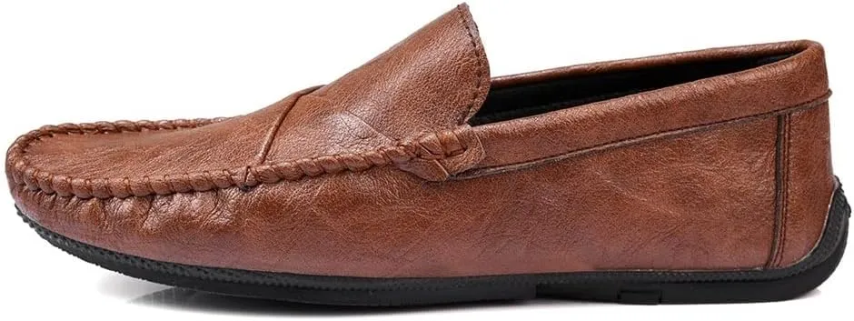 New Men's Loafers Moccasins Shoes Solid Colors Simple Vegan Leather Flat Heel Anti-Slip Flexible Fashion Slip-ons