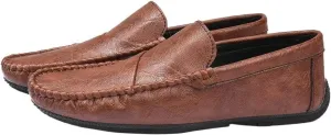 New Men's Loafers Moccasins Shoes Solid Colors Simple Vegan Leather Flat Heel Anti-Slip Flexible Fashion Slip-ons