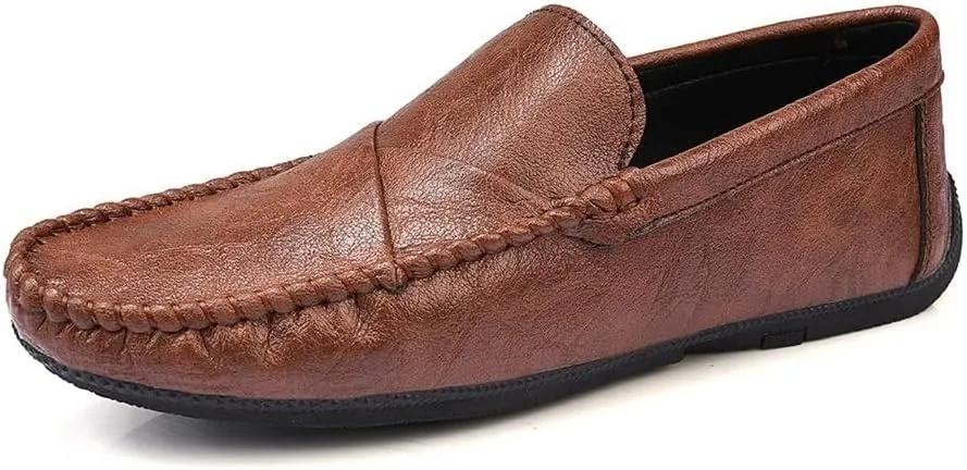 New Men's Loafers Moccasins Shoes Solid Colors Simple Vegan Leather Flat Heel Anti-Slip Flexible Fashion Slip-ons