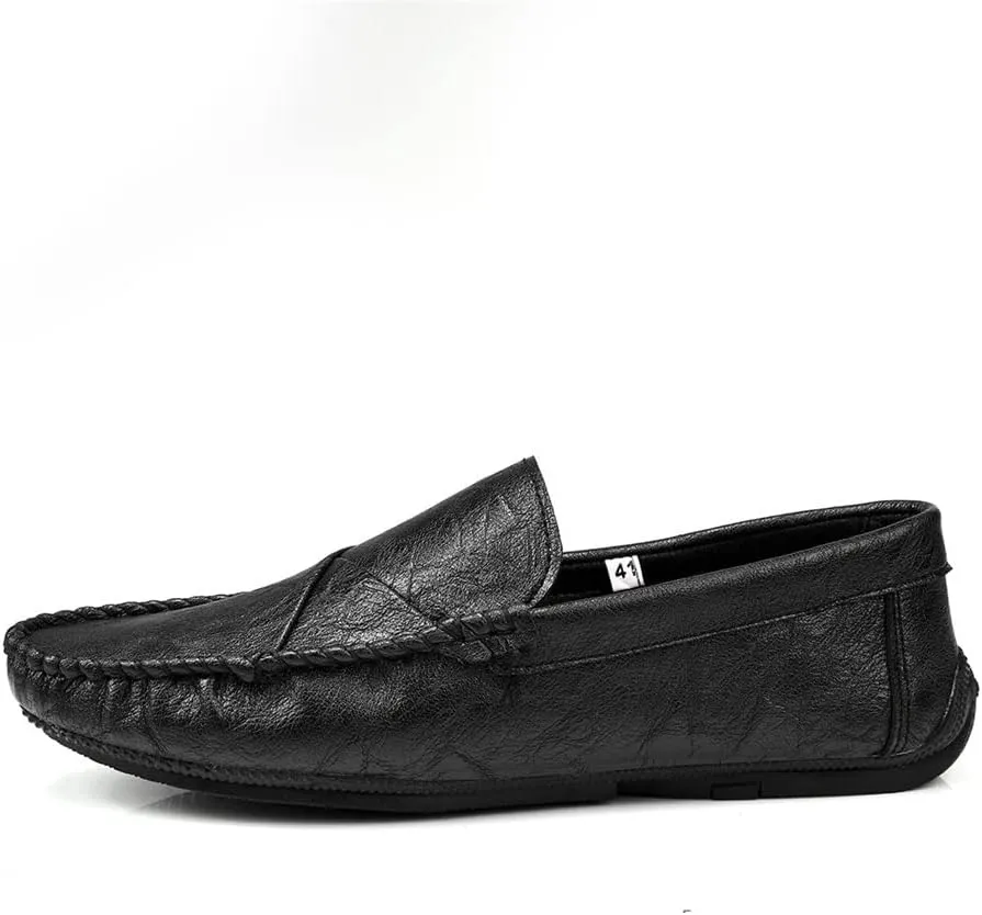 New Men's Loafers Moccasins Shoes Solid Colors Simple Vegan Leather Flat Heel Anti-Slip Flexible Fashion Slip-ons