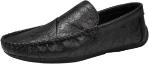 New Men's Loafers Moccasins Shoes Solid Colors Simple Vegan Leather Flat Heel Anti-Slip Flexible Fashion Slip-ons