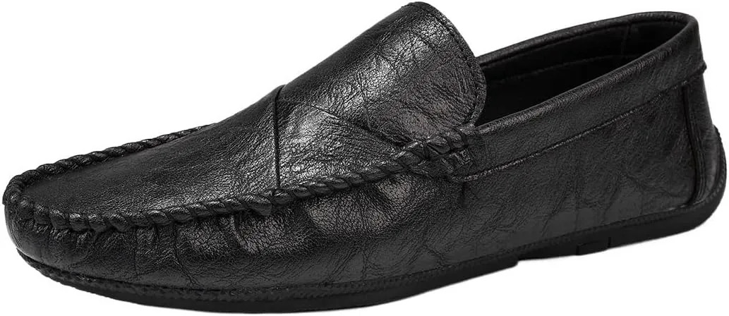 New Men's Loafers Moccasins Shoes Solid Colors Simple Vegan Leather Flat Heel Anti-Slip Flexible Fashion Slip-ons