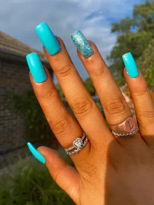 Ocean Blue False Nails