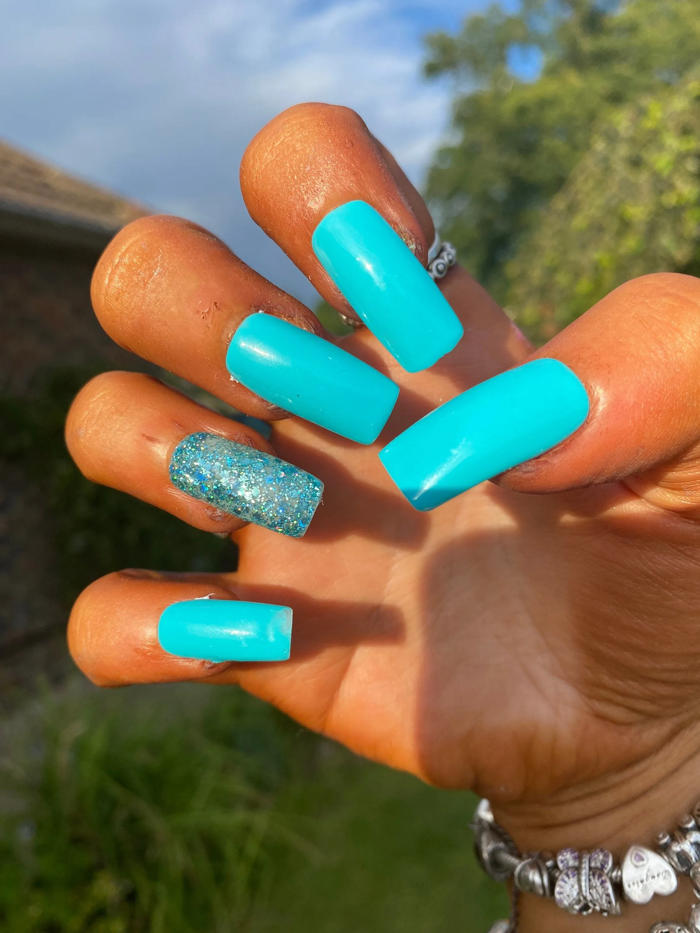 Ocean Blue False Nails