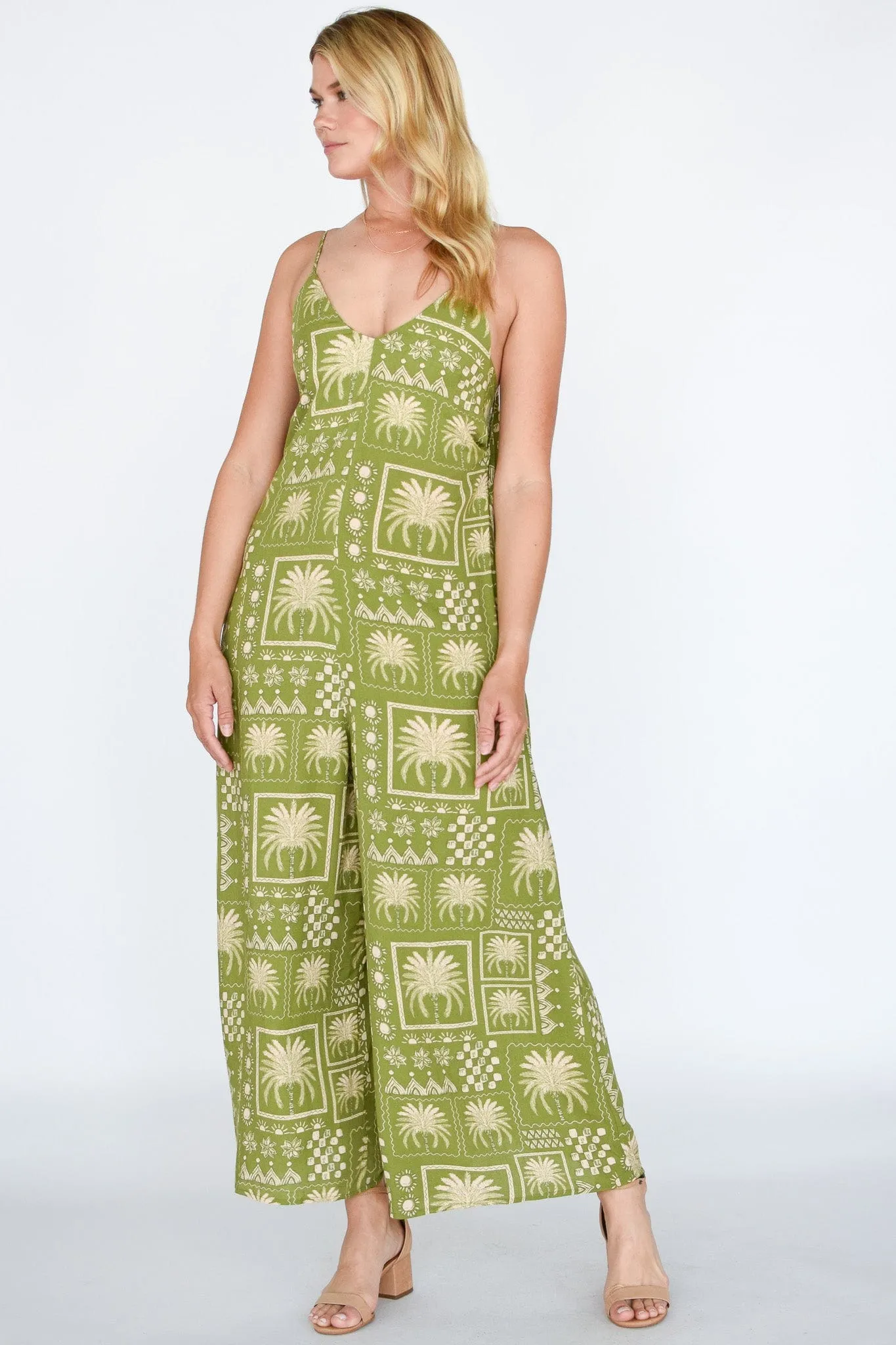 Palm Tile Printed Jumpsuit