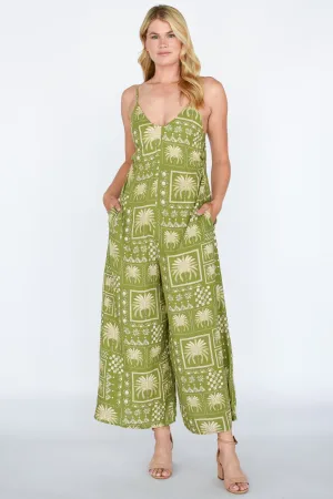 Palm Tile Printed Jumpsuit