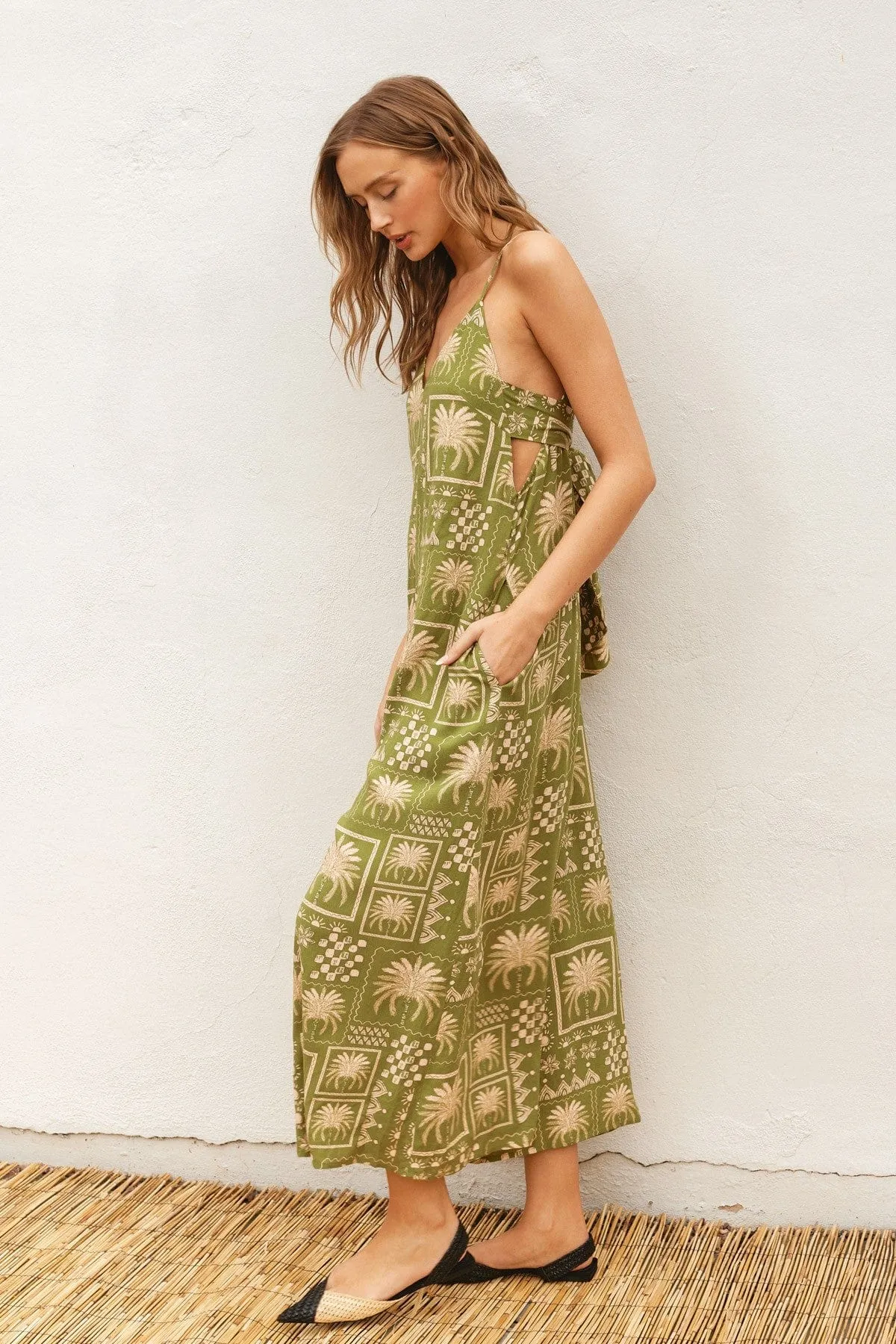 Palm Tile Printed Jumpsuit