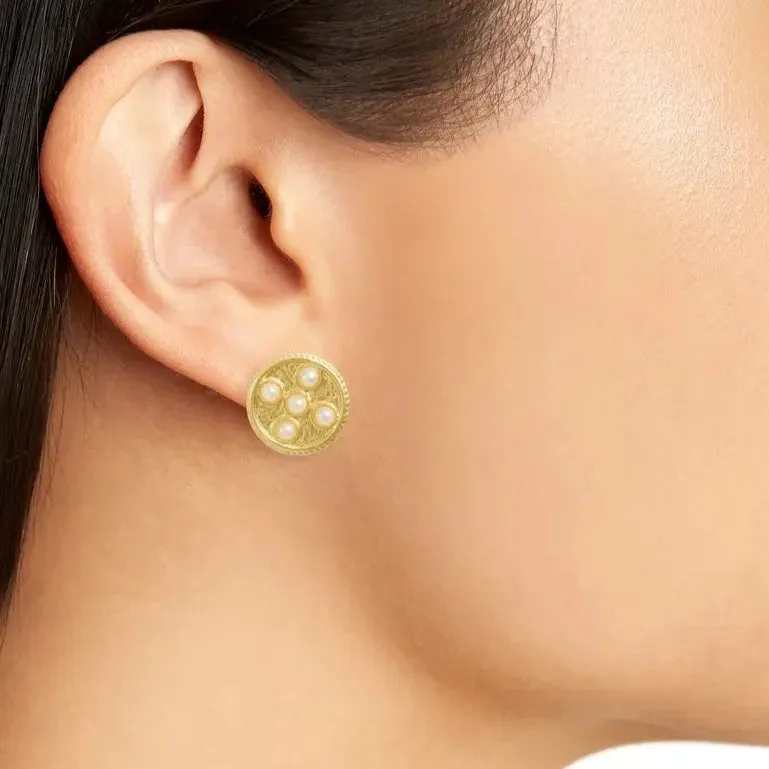 Pearly Coin Clip Earrings