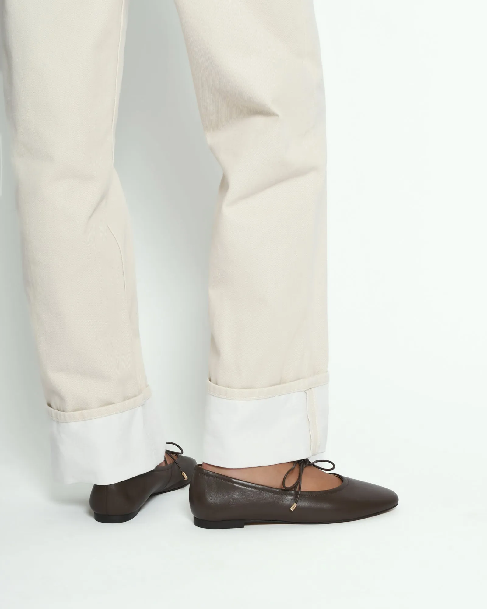 PETAL CASUAL FLATS DARK RYE LEATHER