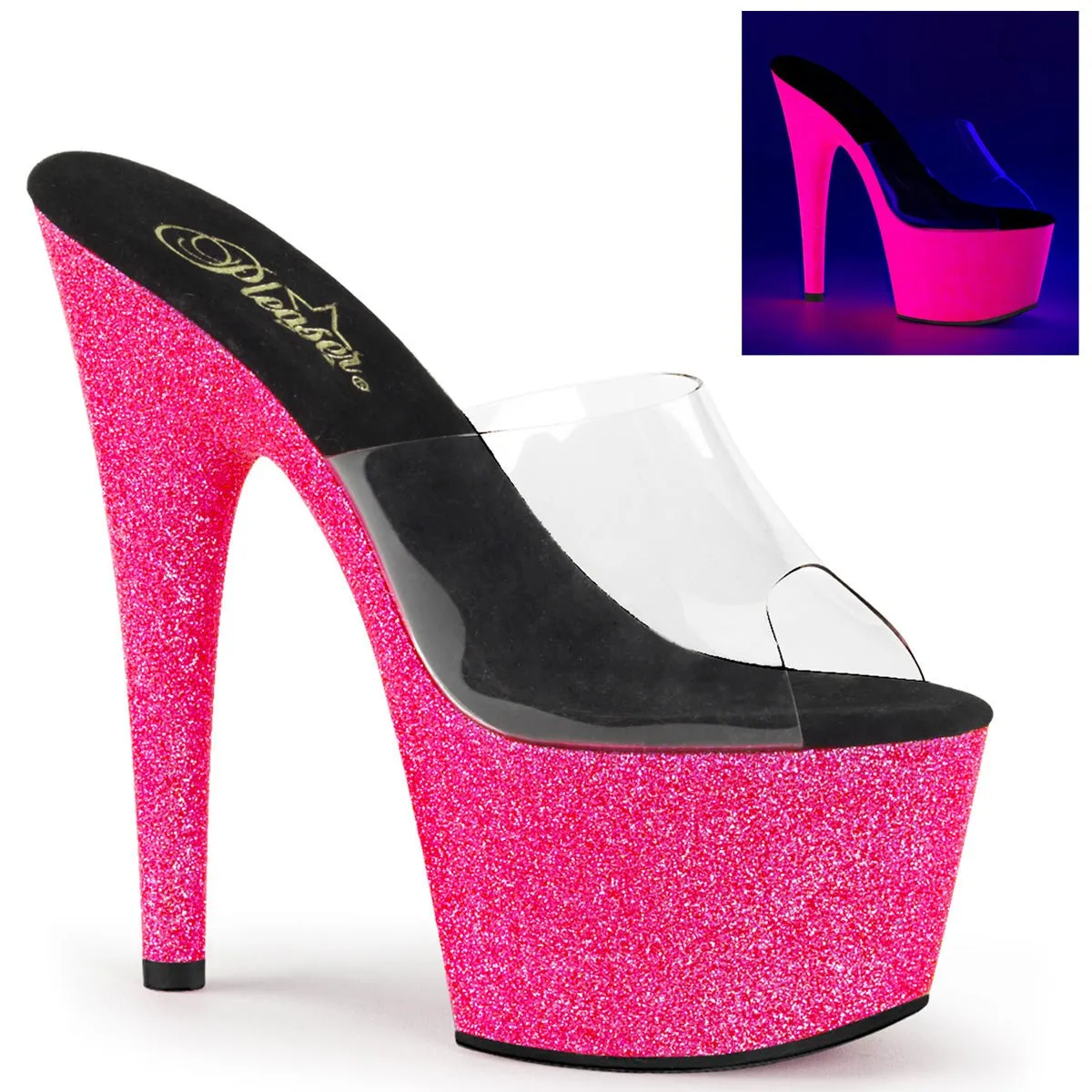 Pleaser Adore 701UVG Womens 7 Inch Heel, Platform Mules/Slip-Ons
