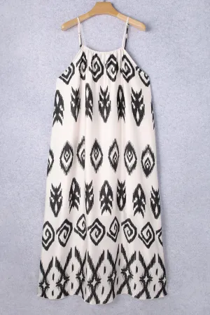Plus Size Boho Ikat Print Maxi Dress