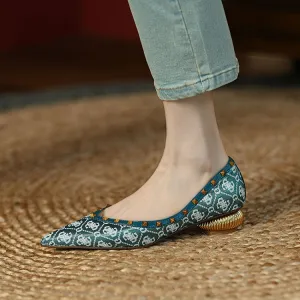 POINTED TOE LOW HEEL SHOES SLIP ON