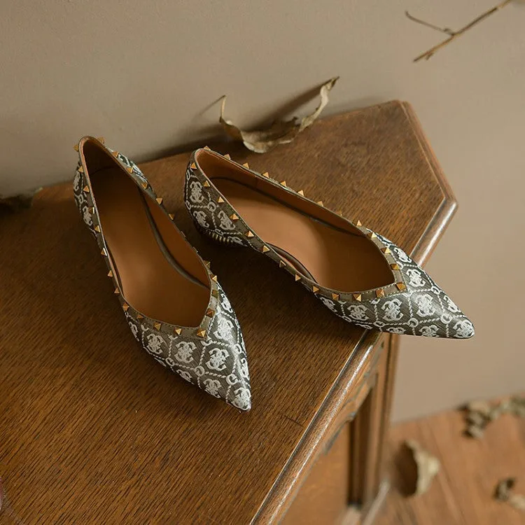POINTED TOE LOW HEEL SHOES SLIP ON