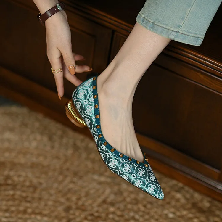 POINTED TOE LOW HEEL SHOES SLIP ON