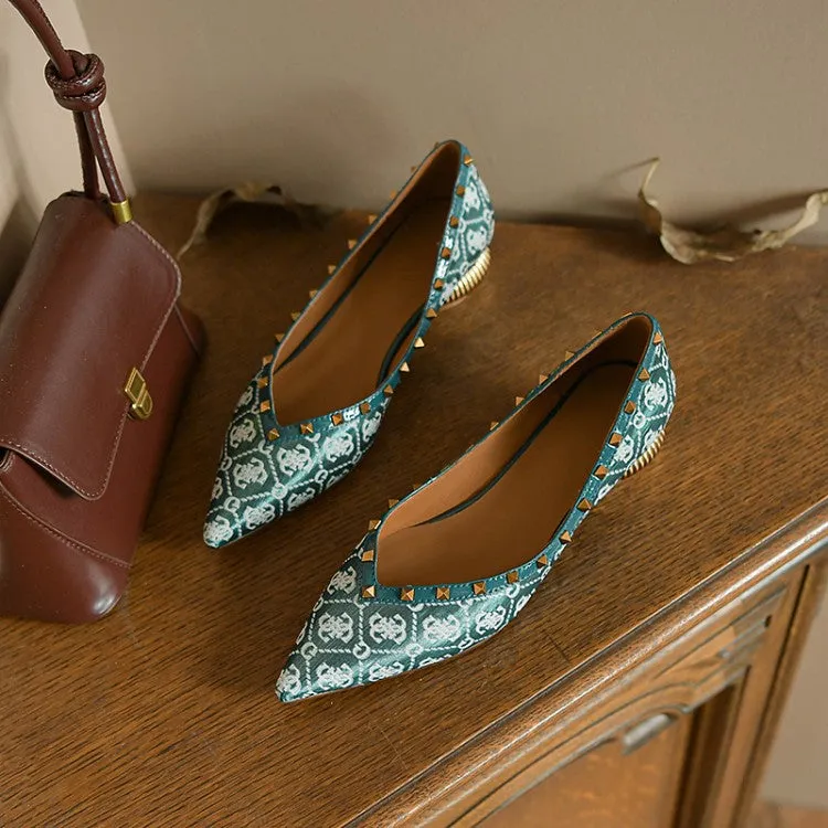 POINTED TOE LOW HEEL SHOES SLIP ON
