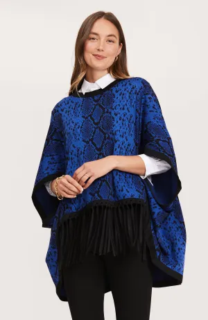 "Fergie" Blue Jacquard Poncho