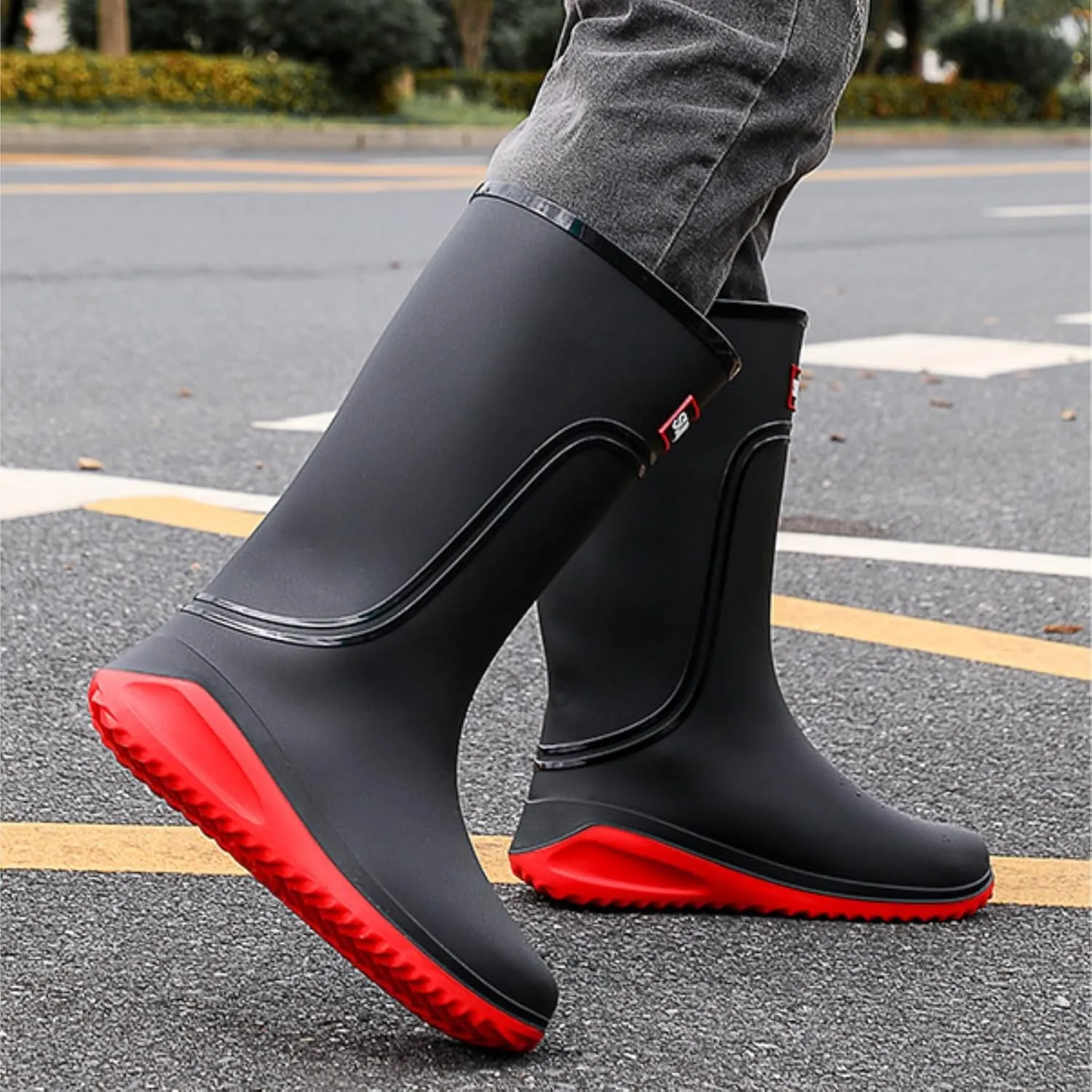 Rain Boots Footwear Thickened Men's Rain Boots Rubber Thick Long Tube Chef Waterproof Shoes Outdoor Work Boots