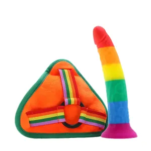 Rainbow 7" Strap On Dildo W/harness