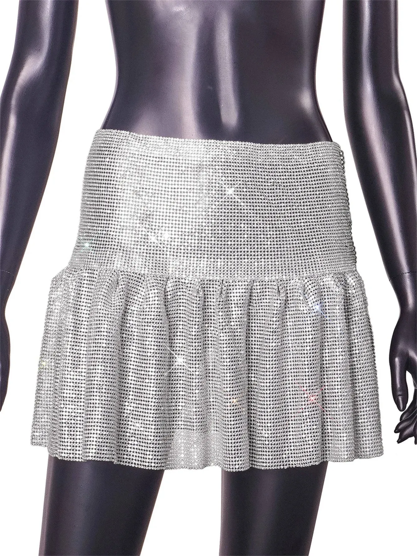 Rhinestone Mini Skirt  Sparkling Y2K Partywear