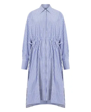 Rhodes Poplin Stripe Shirt Dress - Linen White/Marine
