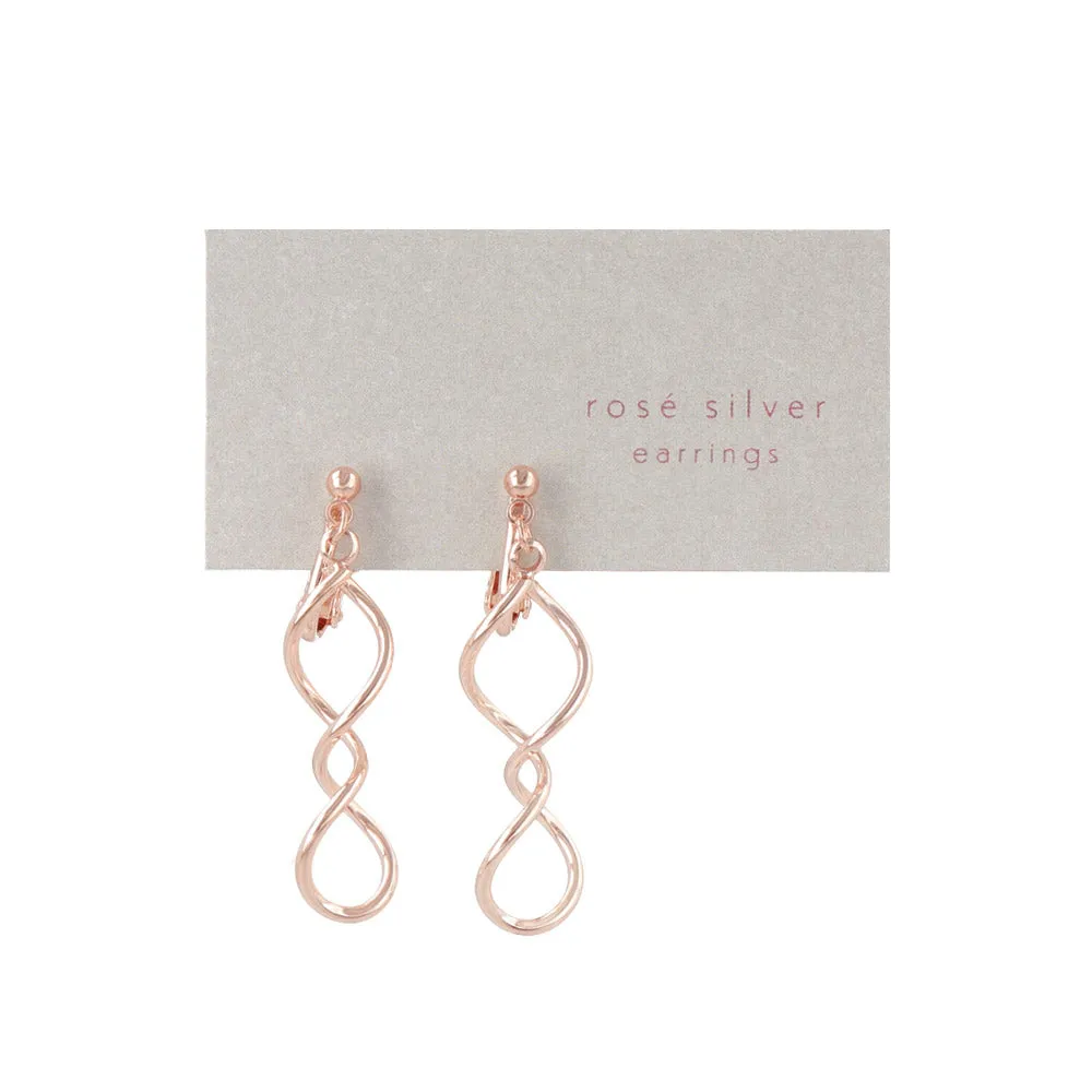 Rose Silver Spiral Drop Clip Ons