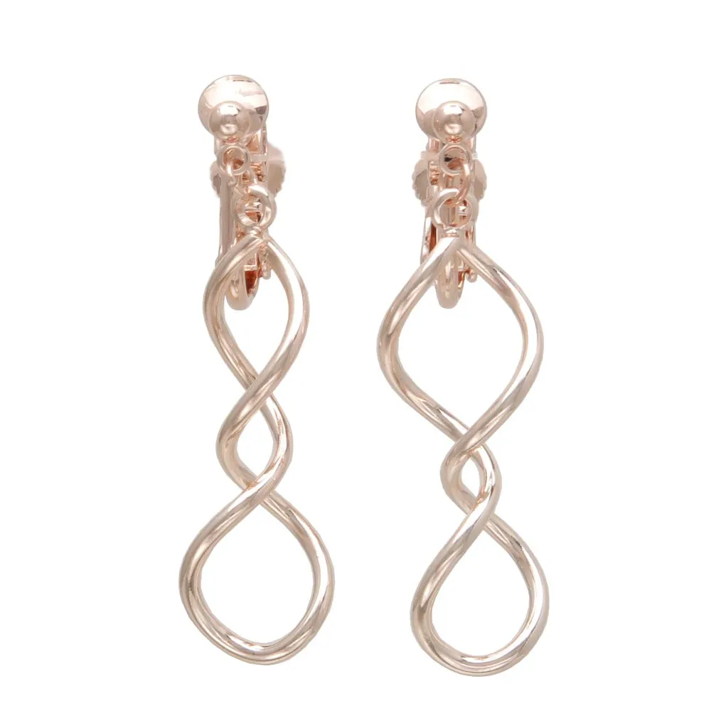 Rose Silver Spiral Drop Clip Ons