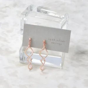 Rose Silver Spiral Drop Clip Ons