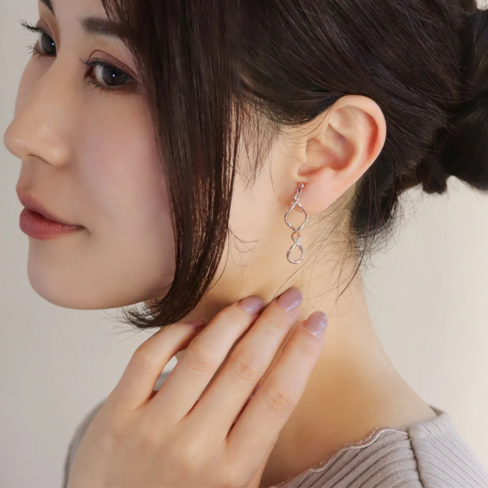 Rose Silver Spiral Drop Clip Ons