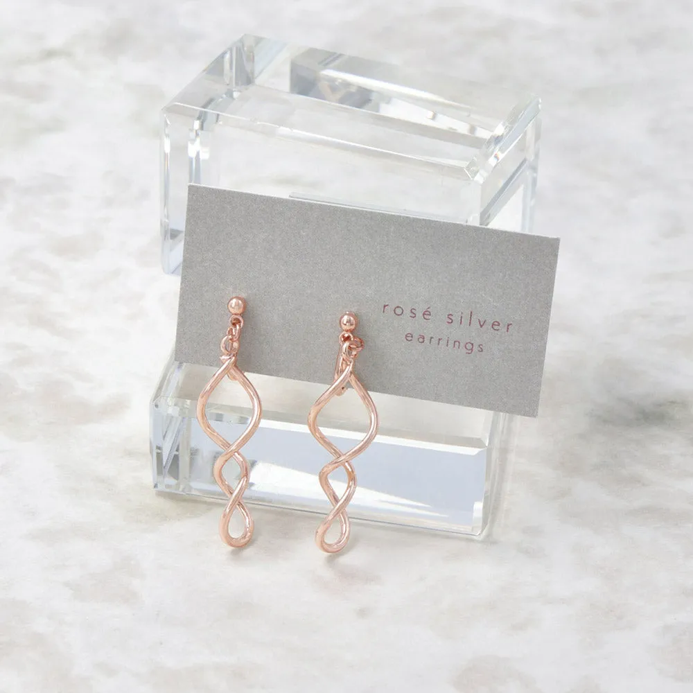 Rose Silver Spiral Drop Clip Ons
