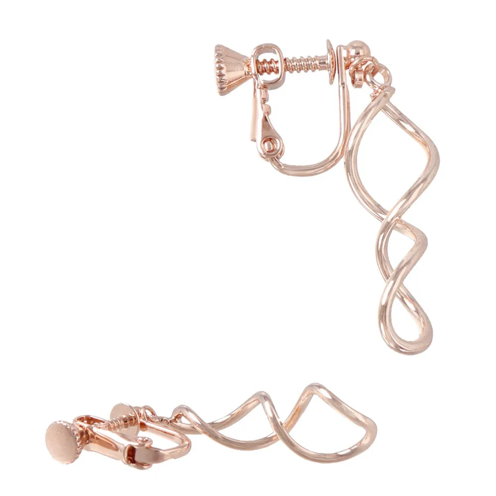 Rose Silver Spiral Drop Clip Ons