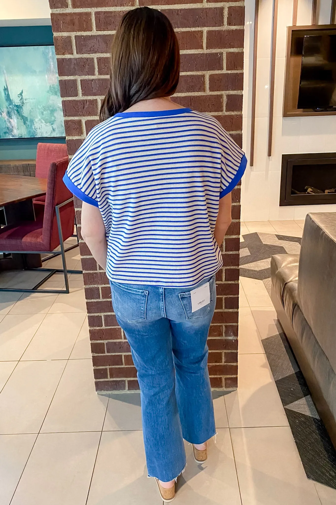 Royal Blue and White Striped Top