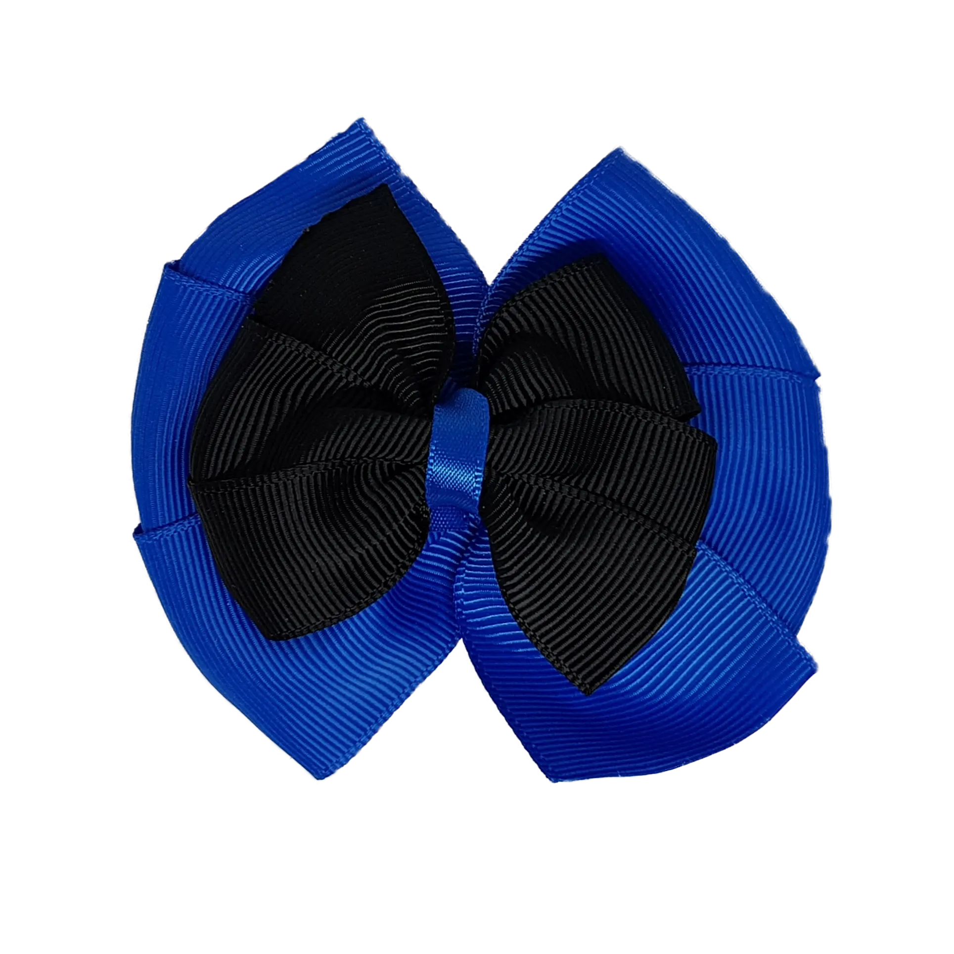 School Hair Accessories Double Bella Hair Bow 10cm - Royal Blue Base & Centre Ribbon (24 colours top)
