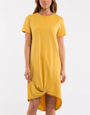 Silent Theory Twisted Tee Dress Mustard